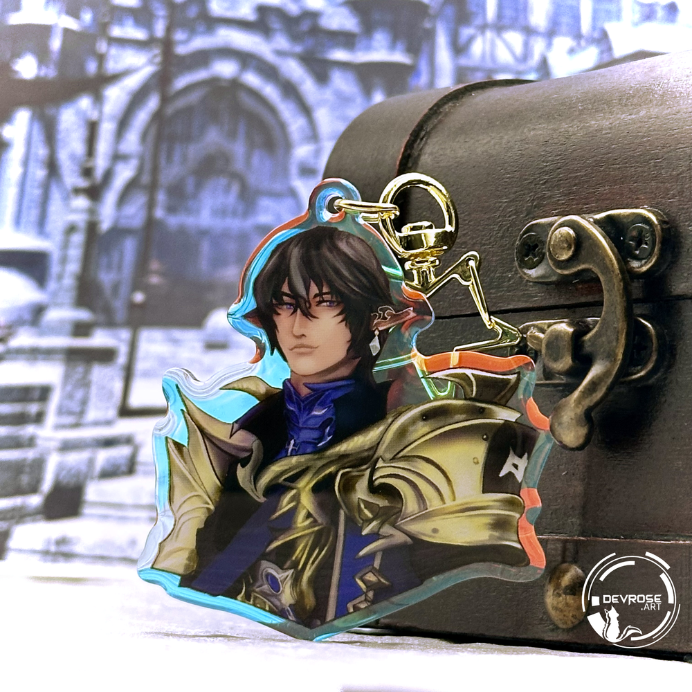 Aymeric (FFXIV) Holographic Acrylic Keychain — Devrose.Art