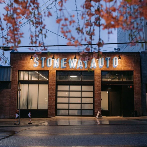 You wouldn&rsquo;t know it looking from the street, but Stone Way Auto has a whole third floor! Our Penthouse includes soft seating, a kegerator and two roof top decks with views of downtown. Book a tour through the link in our bio and come check it 