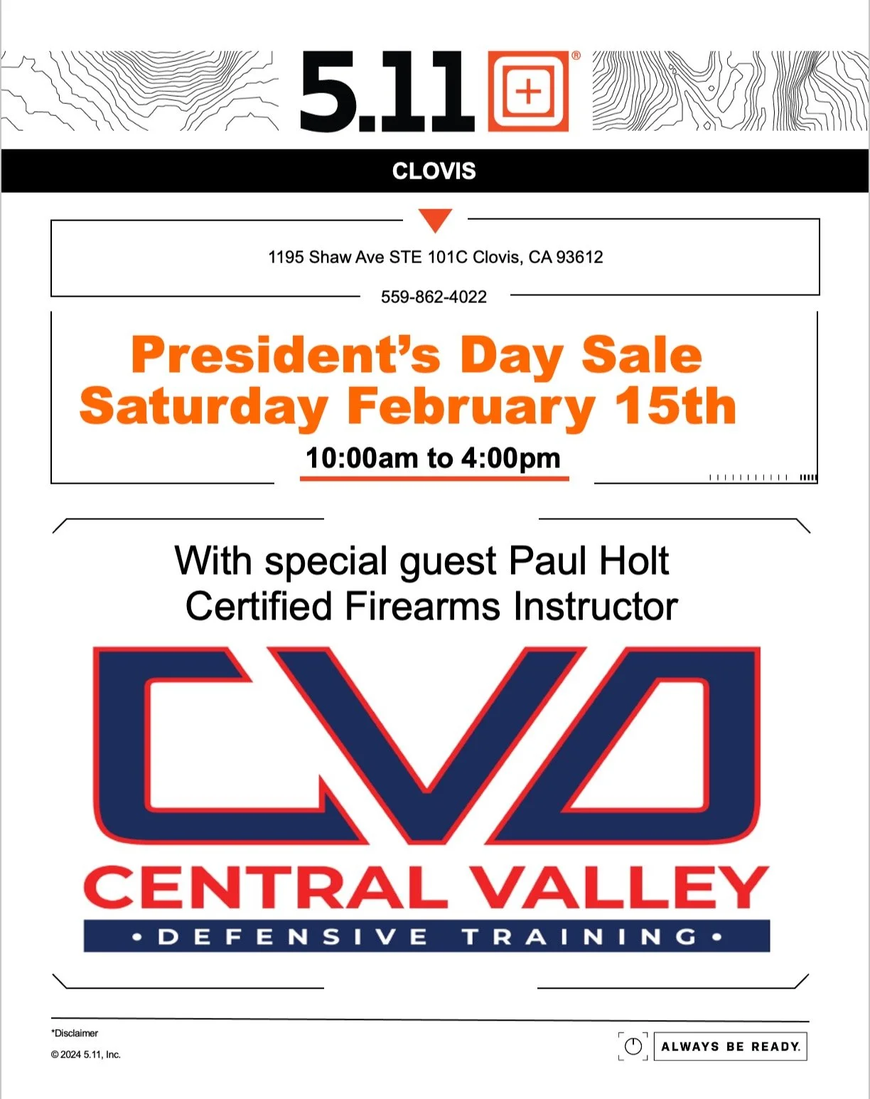 Come check out @511tactical in Clovis Ca. for their Presidents Day Sale! They are doing 20% off all gear and apparel! I will be there on Saturday 2/15 to answer questions about firearm training opportunities and CCWs.