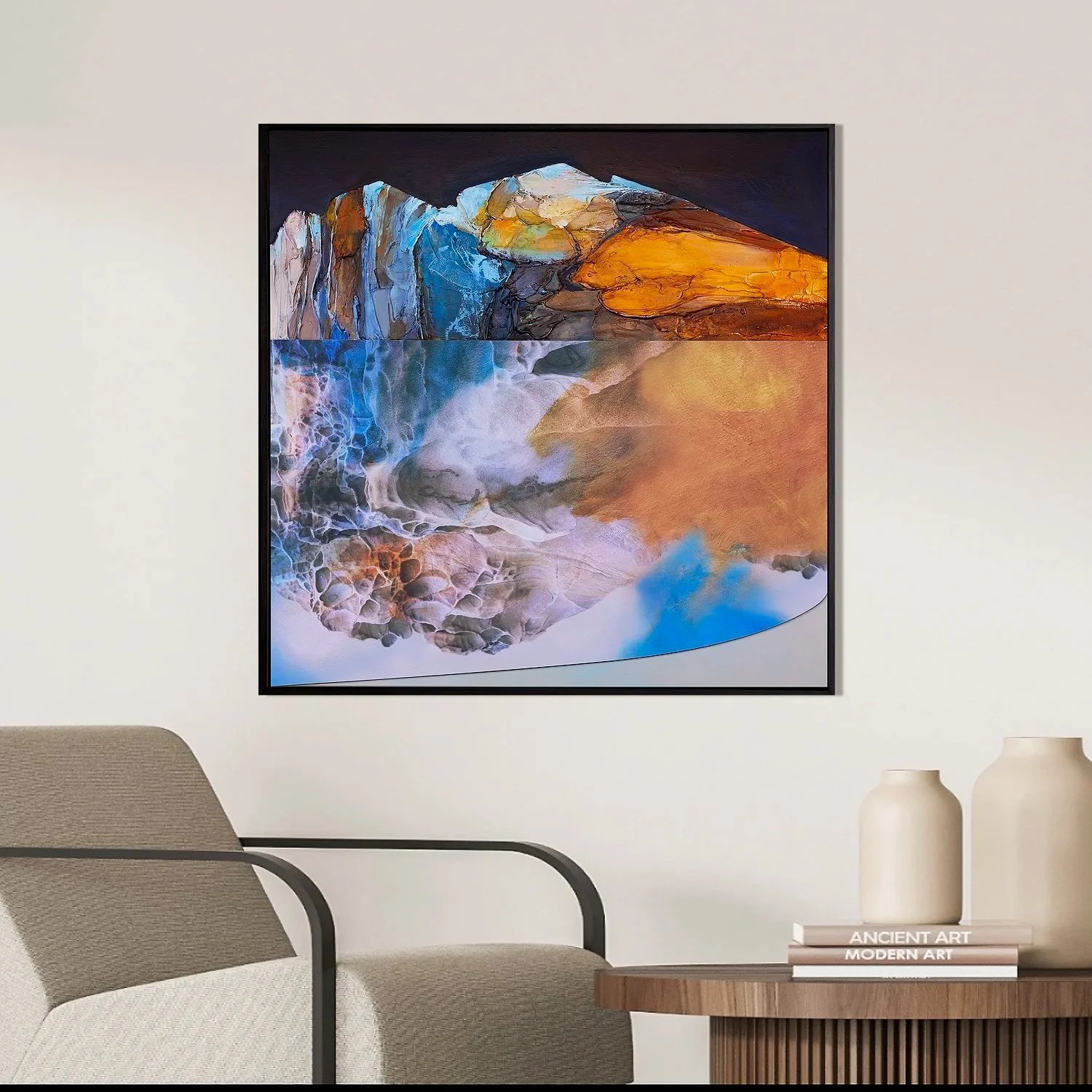 Whispering Riverbed
80cm x 80cm - Horizontal Diptych 
Textured Oil paint & Mixed Media 