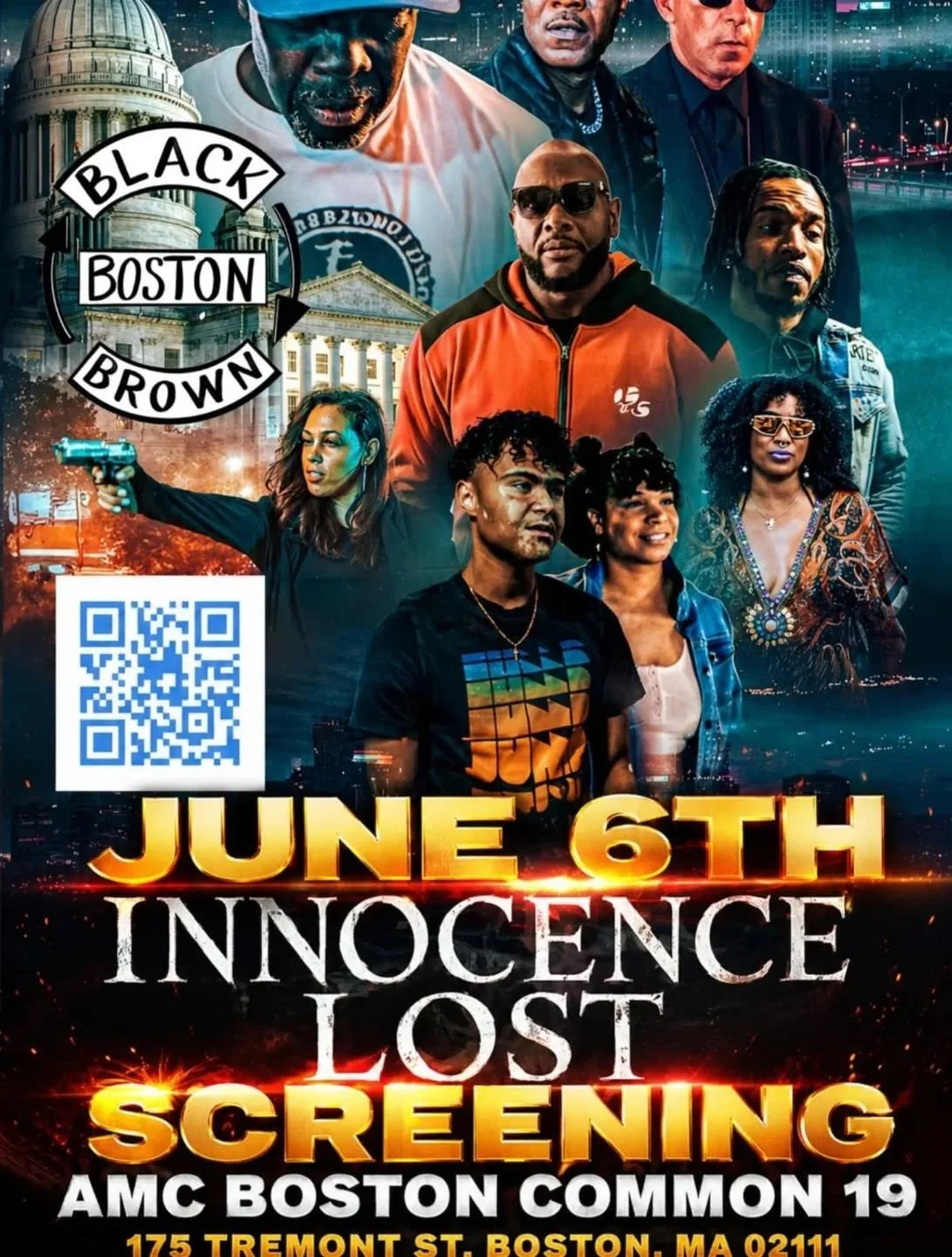 @blackbrownboston Join us TOMORROW for the screening of #INNOCENCELOST at Boston Common movie theatre!

We&rsquo;re a proud #community partner of @hotinridotcom who are the masterminds behind this film.

We can&rsquo;t wait to watch it! Scan the QR c