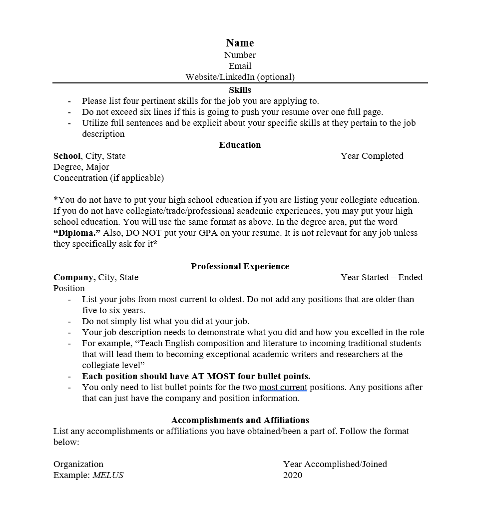 Standard Resume Template