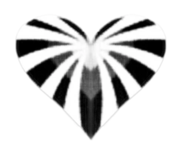 A black and white butterfly pattern in the shape of a heart.