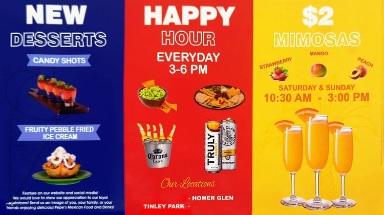 Menus — Pepes Tinley Park