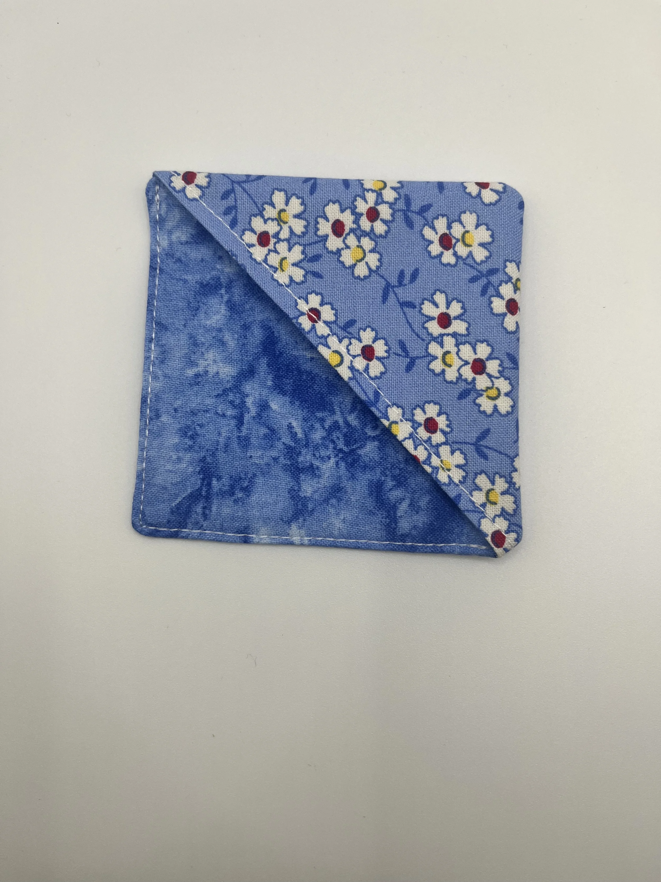 Corner Bookmark - White Flower on Blue