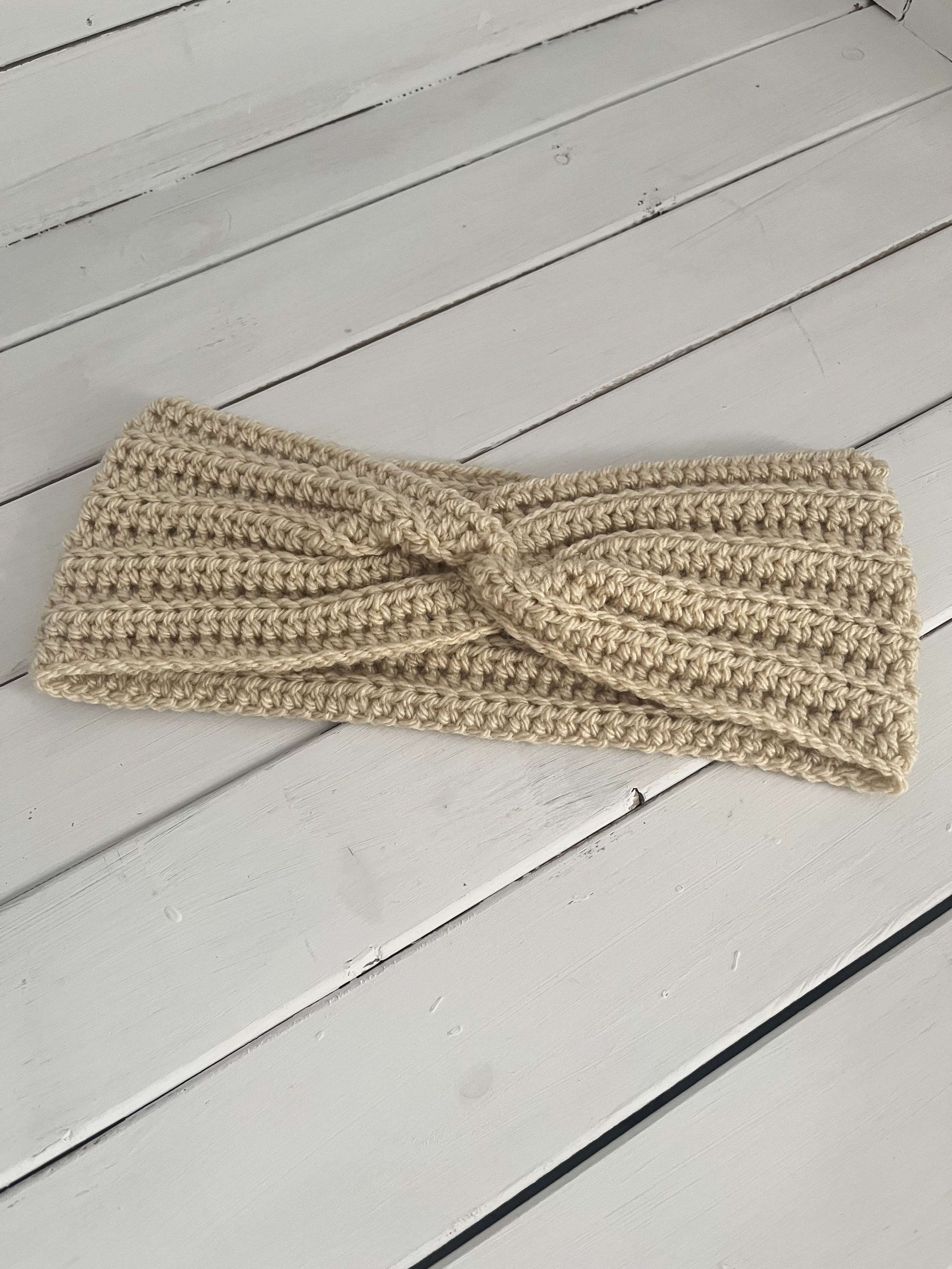Crocheted Head Band/Ear Warmer - Beige