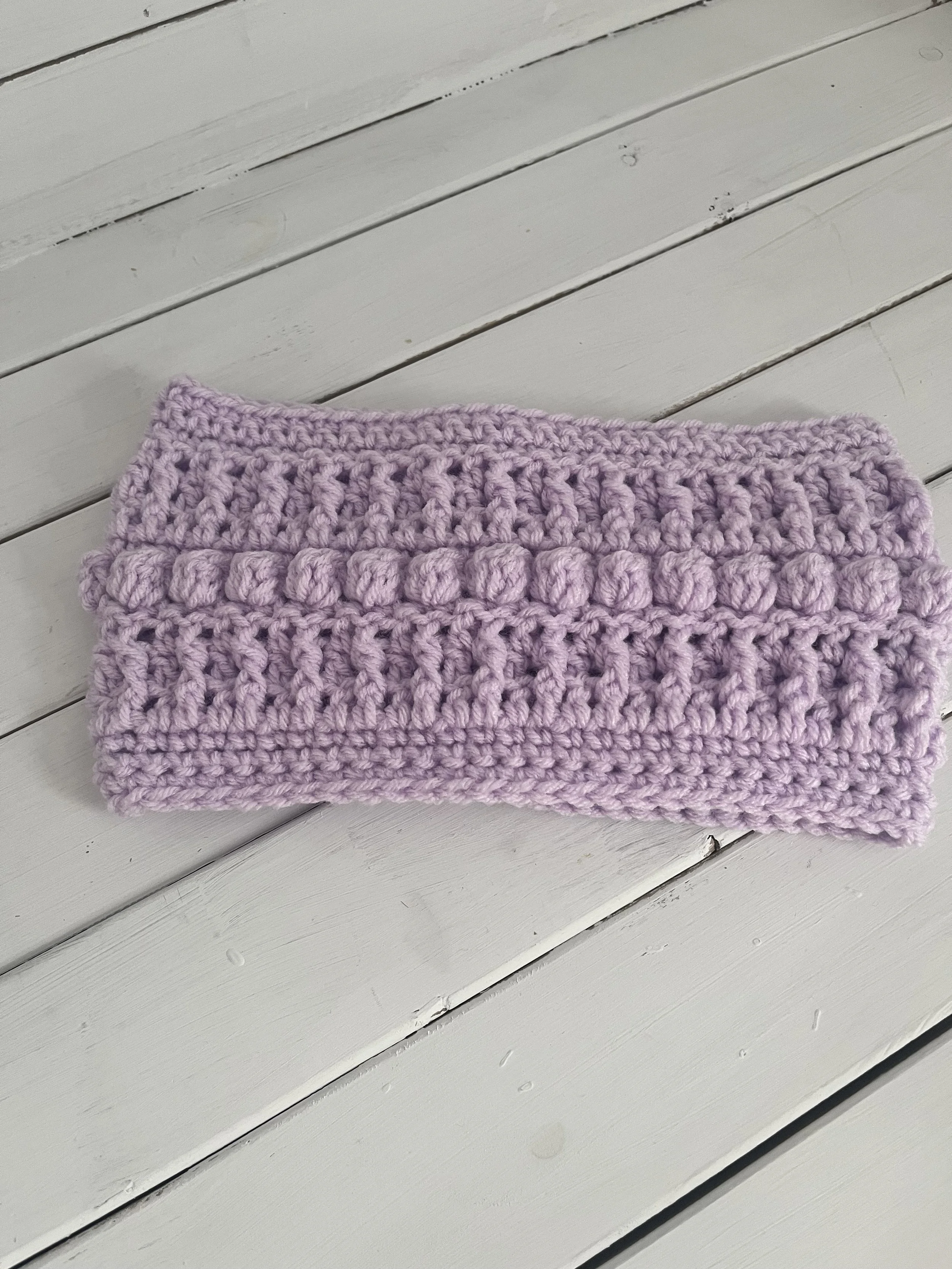 Crocheted Head Band/Ear Warmer - Soft Purple Bobble