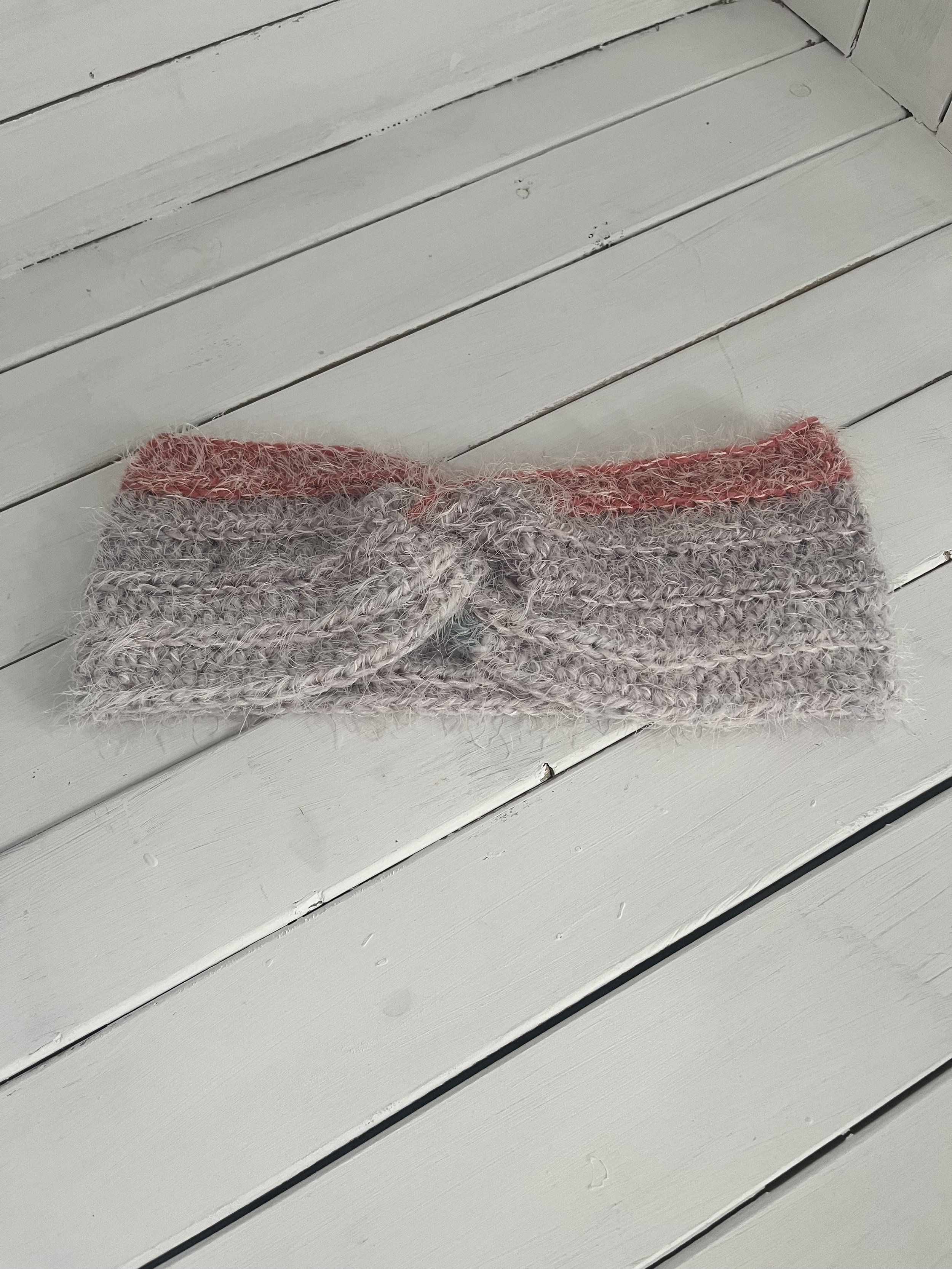 Crocheted Head Band/Ear Warmer - Red Macron