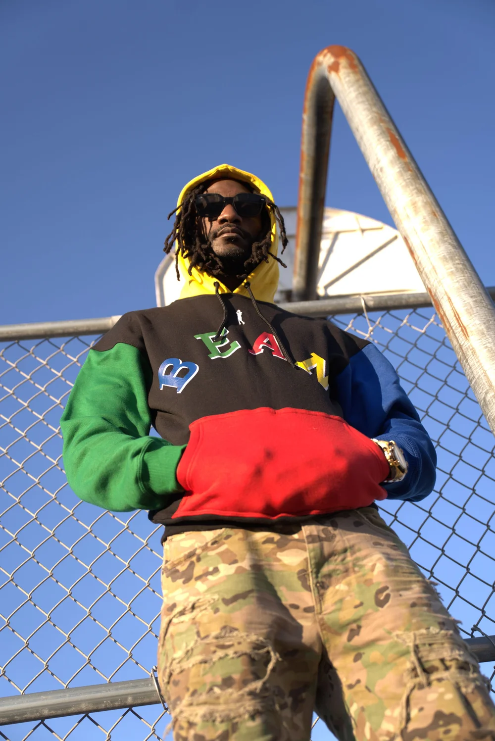 Bean Wear multicolor hoodie campaign
