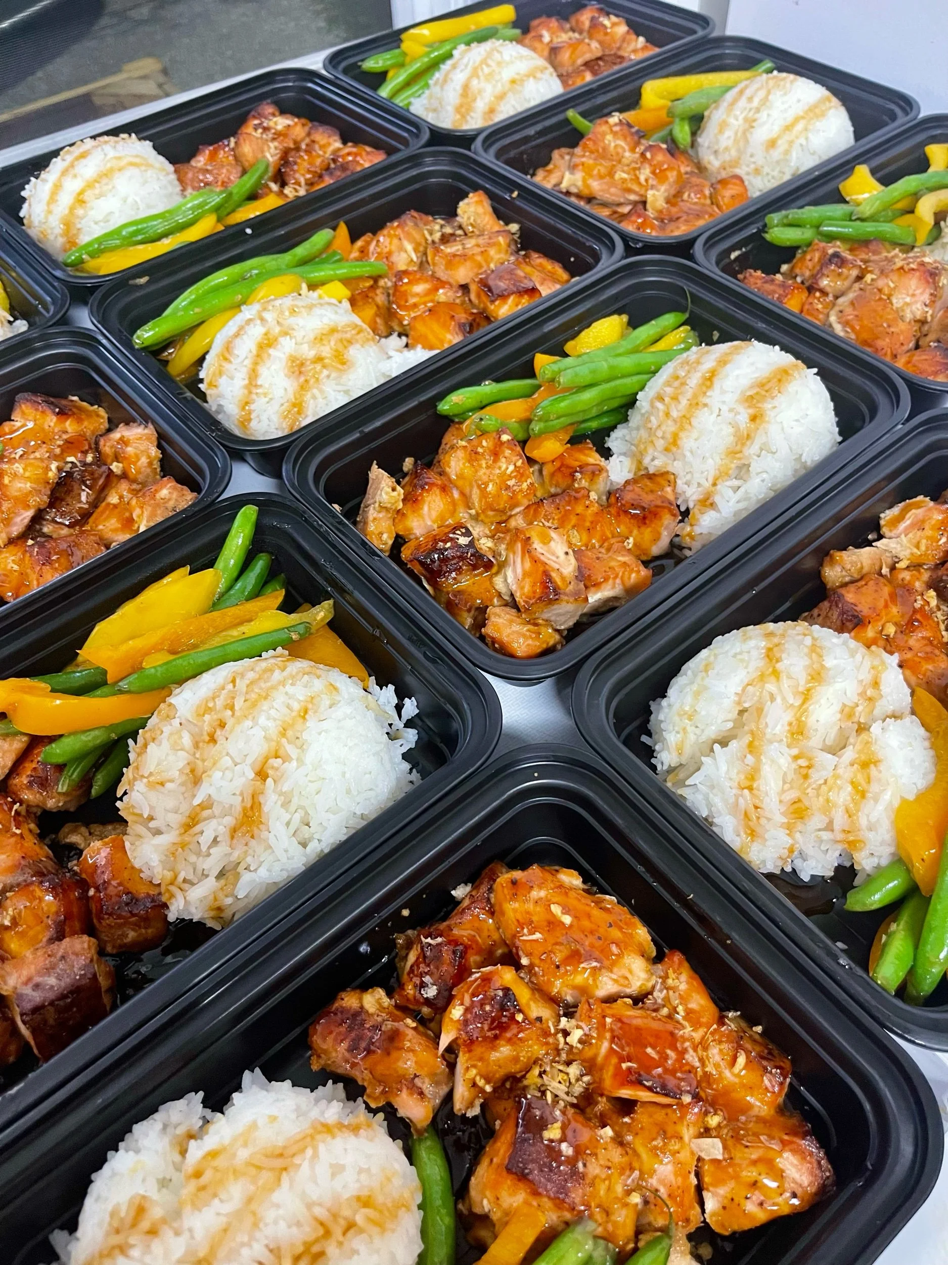 Salmon Teriyaki Bites with Jasmine Rice