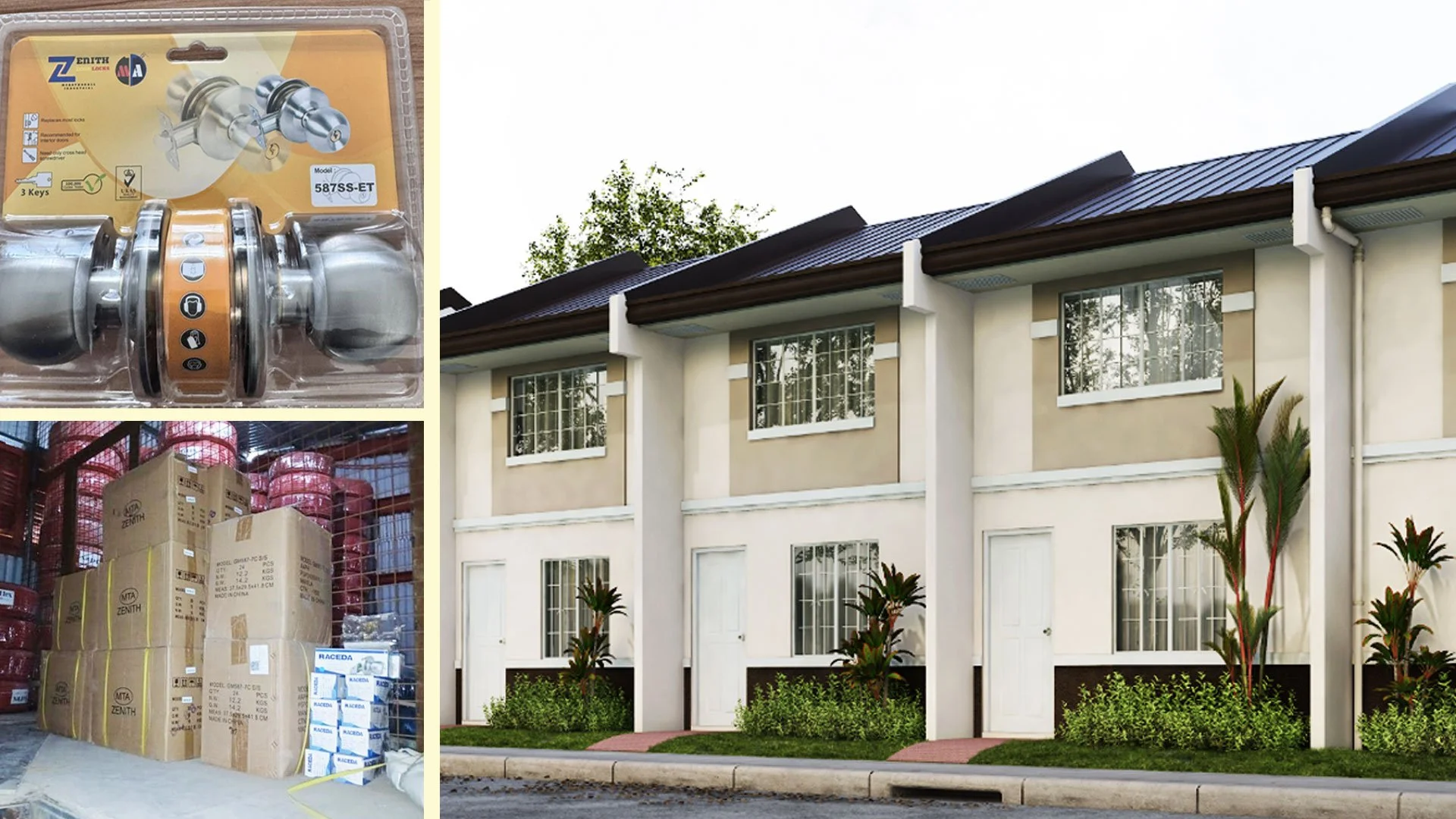 Delivered more than 1000 pcs of Zenith MTA 587 ET door entrance knobs on this affordable row housing development in Batangas.