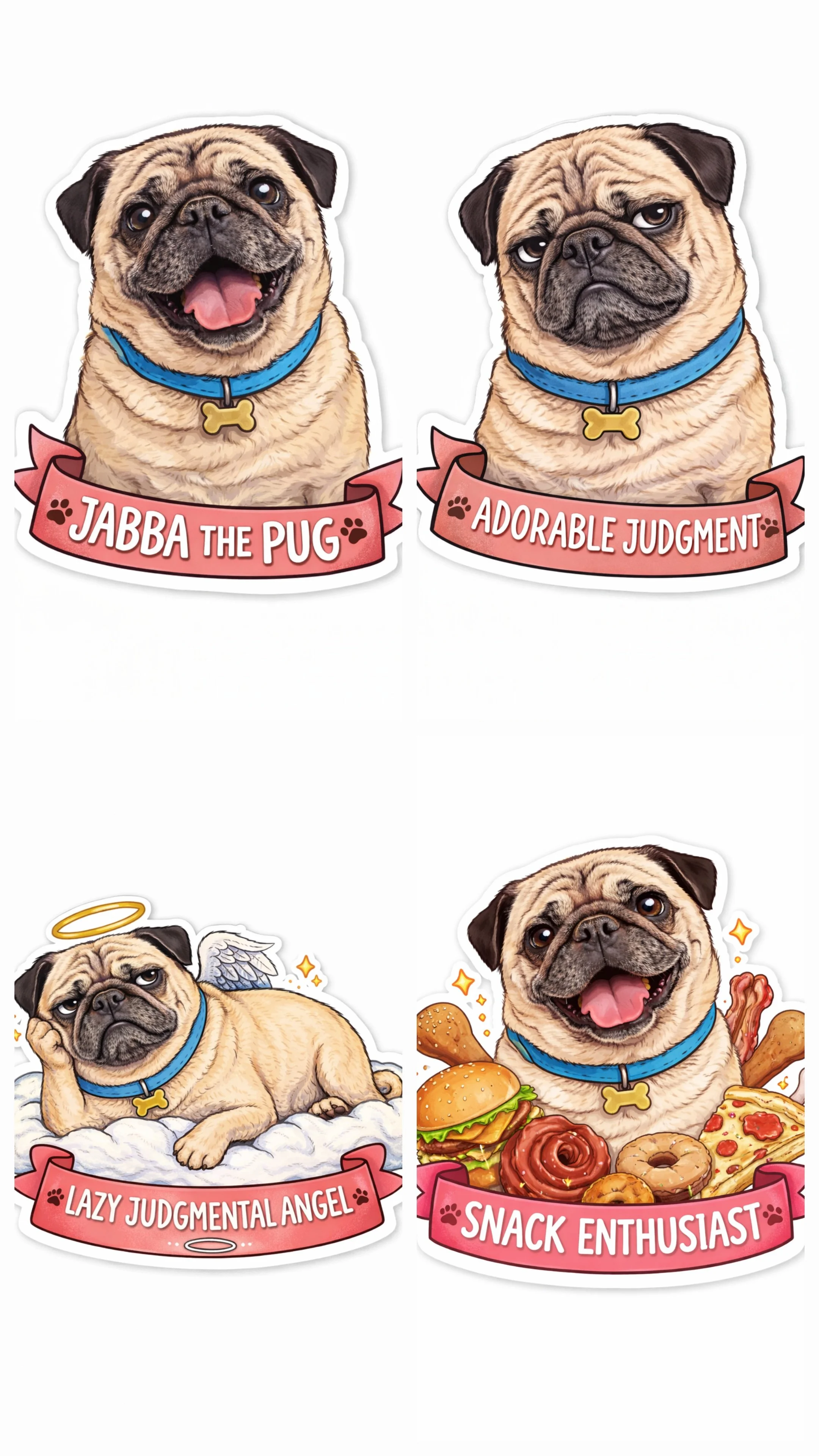 Jabba the Pug Stickers