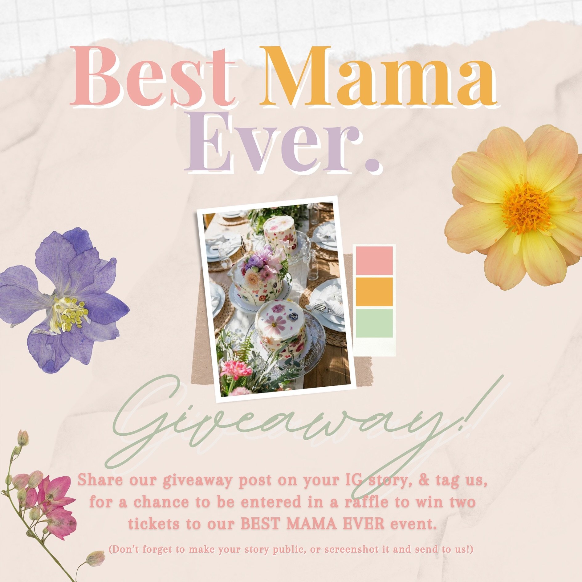 ✨✨🌸🚨GIVEAWAY ALERT 🚨🌼✨✨

We are giving away TWO TICKETS to our BEST MAMA EVER EVENT! To be entered in our giveaway, all you have to do is share our post to your story &amp; tag us so that we&rsquo;re able to enter you in the giveaway! (MAKE SURE 