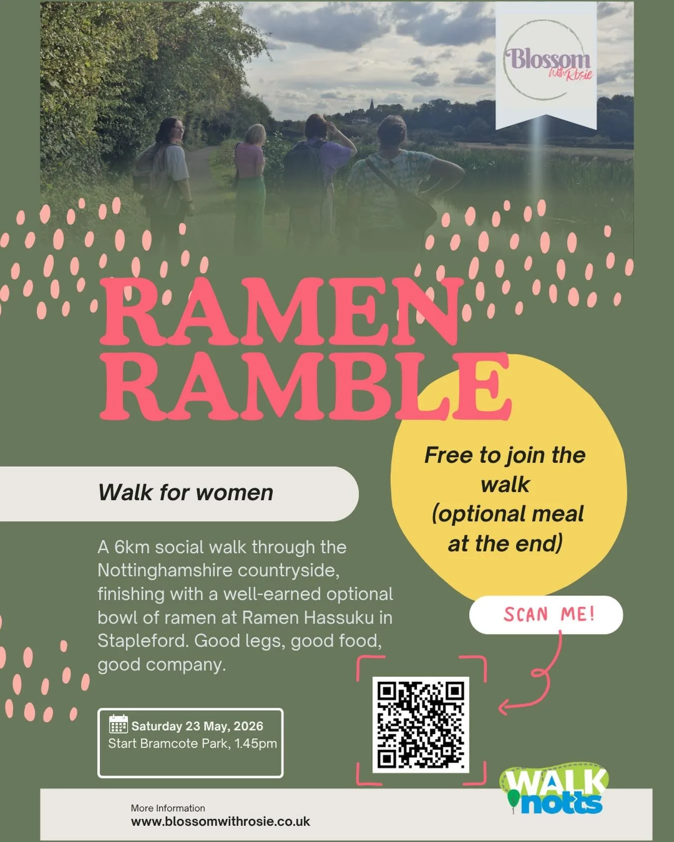 Right, listen up.

On Saturday 23 May, I&rsquo;m taking a group of women on a 6km walk through Bramcote, ending with a bowl of ramen that the reviews reckon is the best you&rsquo;ll find outside of Japan. (I&rsquo;ve not been to Japan to verify, but 
