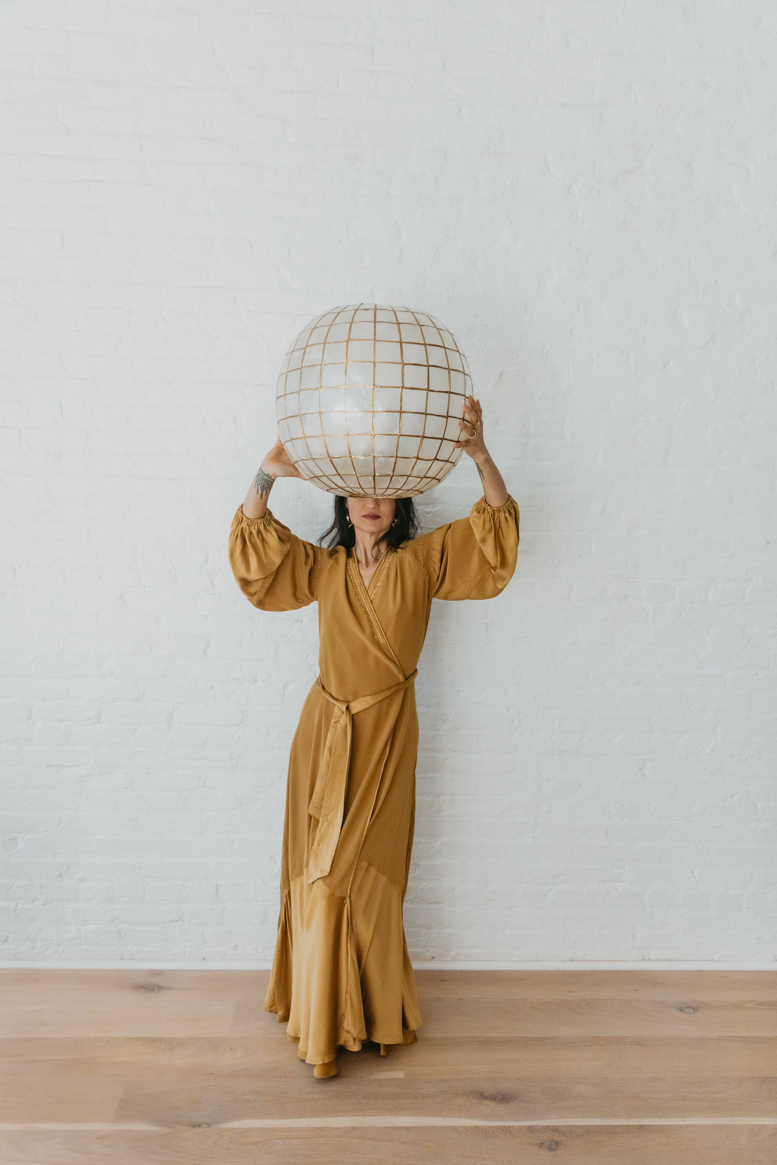 ASTRA – Silk Kaftan Wrap Dress – Brass