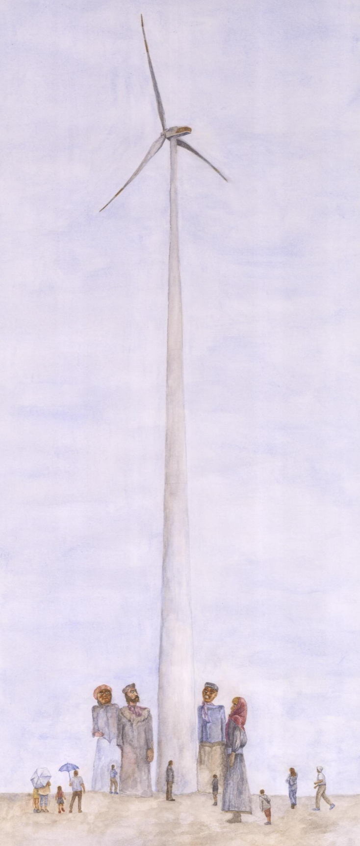 A Giant in the Land of Giants. 2024. Watercolour on paper. 60 x 26 cm.