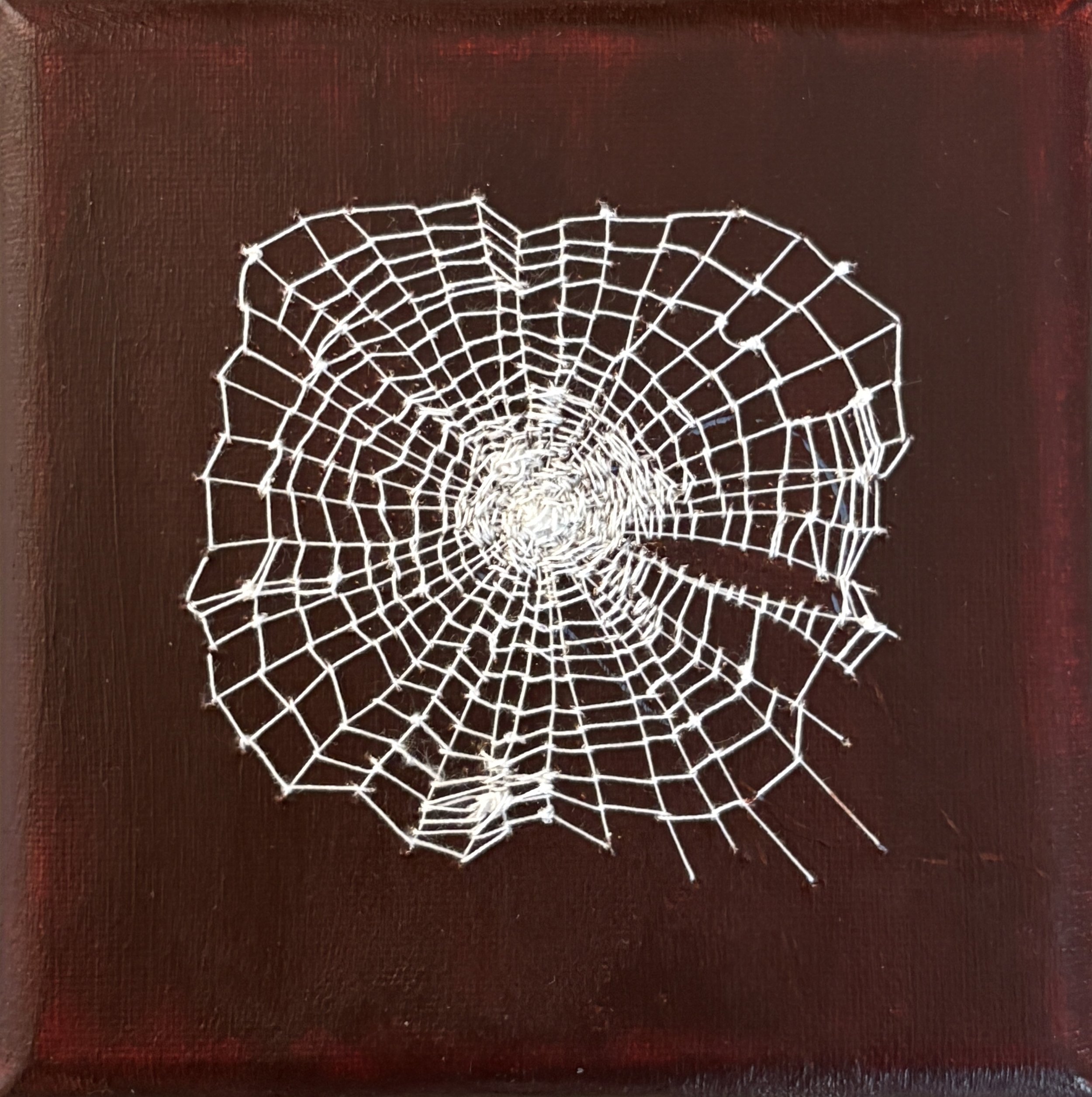 Lace. 2026. Embroidery & acrylic on canvas. 10 x 10 cm.