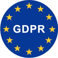 GDPR logo with a blue circle and yellow stars