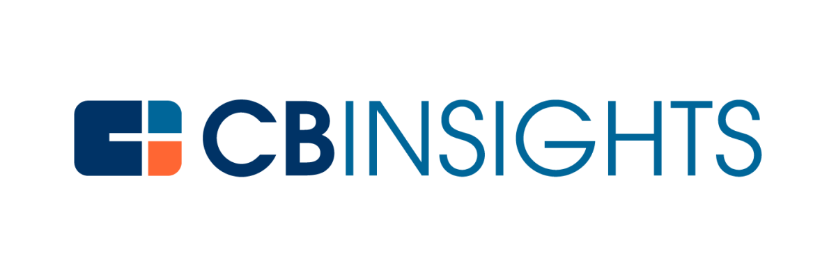CB Insights logo with a stylized icon of a blue square and an orange square, and the text "CB INSIGHTS" in blue.