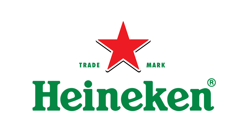 Heineken logo featuring a red star above green text reading 'Heineken', with small green 'Trade Mark' text on either side of the star.