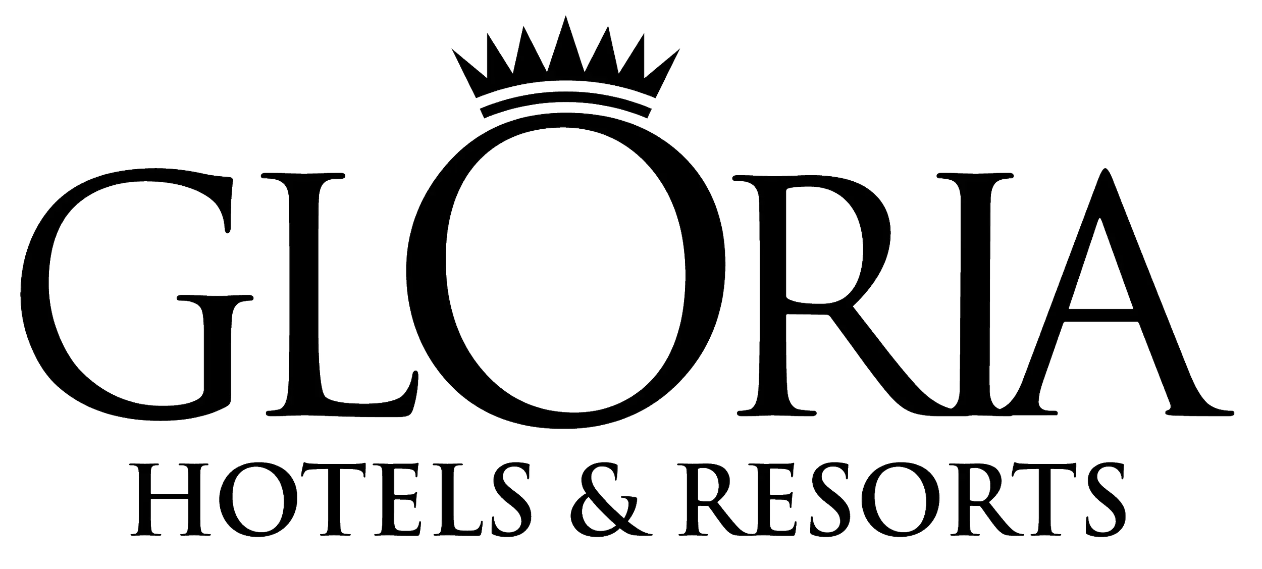 Line drawing of the Gloria Hotels & Resorts logo with a stylized letter 'O' topped with a crown.
