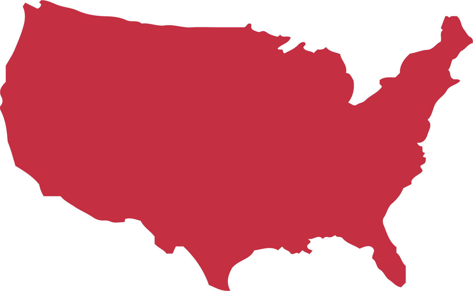 Map of the United States of America highlighted in red.
