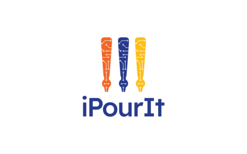 Logo for iPourIt featuring three stylized beer taps in orange, blue, and yellow above the text 'iPourIt' in blue.