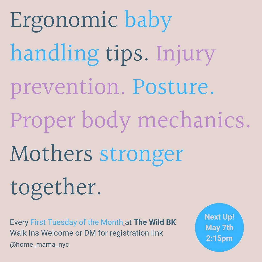 Join me at @thewild.bk NEXT TUESDAY at 2:15pm! Babies under 6 months welcome , adults in pregnancy or postpartum welcome. 

This workshop is for you if: 
🔹you&rsquo;re a new mom pregnant or postpartum 
🔹you&rsquo;re struggling to find a good positi