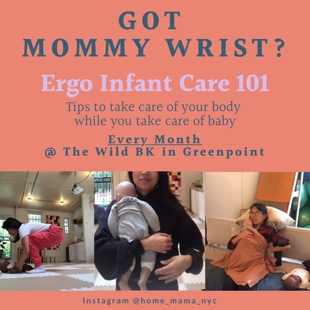 NEXT WEDNESDAY OCTOBER 6th at @thewild.bk 
Pregnant or postpartum? 
Having wrist issues? 
Aching in your neck and back from the physical load? 

Join me for Ergo Infant Care 101 at @thewild.bk at 4pm to learn proper handling techniques to protect you
