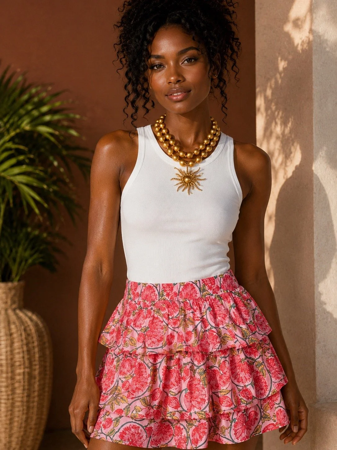 Bermuda Vine Tiered Mini Skirt