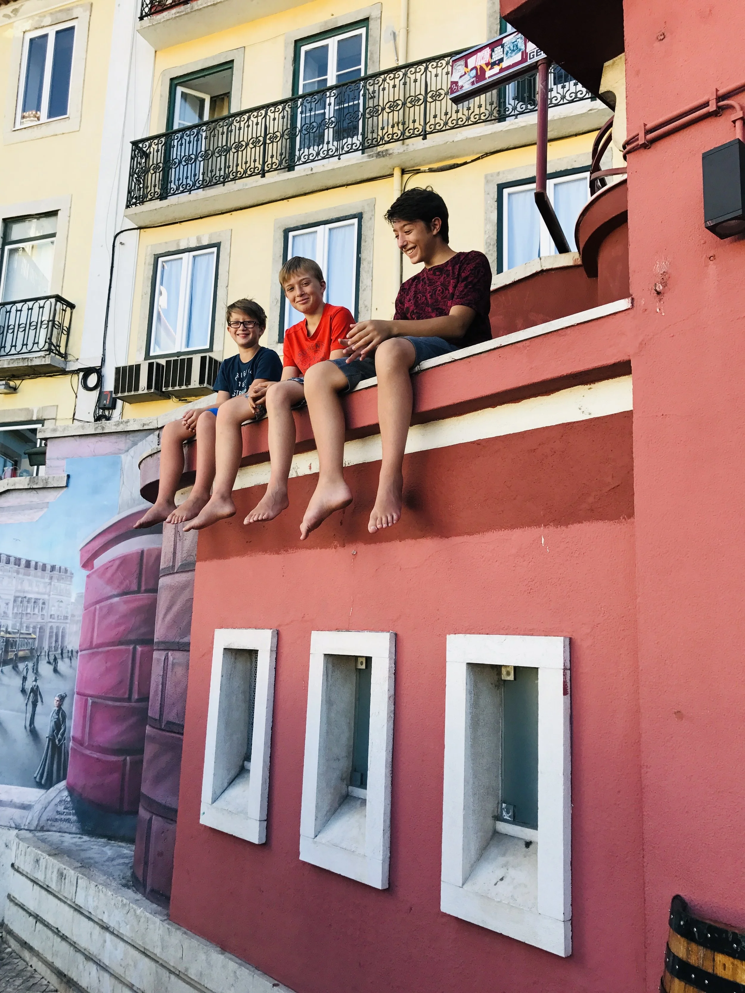 "Three Boys, Three Windows," Lisbon, Portugal
