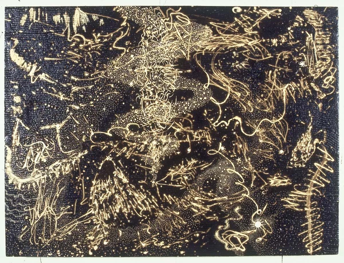 Infinite Universe I , 21x16, Oil Paint and Tar on Panel