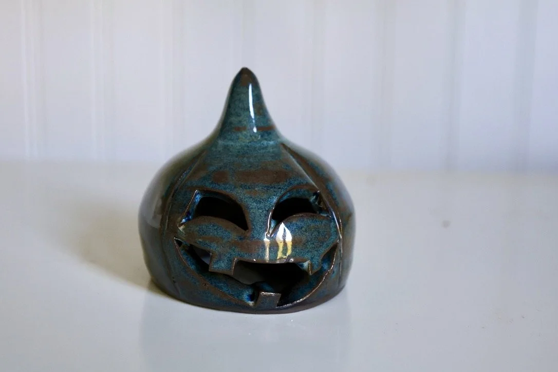 Stoned Denim Pumpkin Luminary — Small II