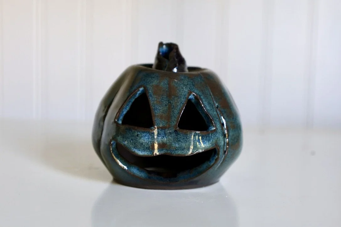 Stoned Denim Pumpkin Luminary — Small III