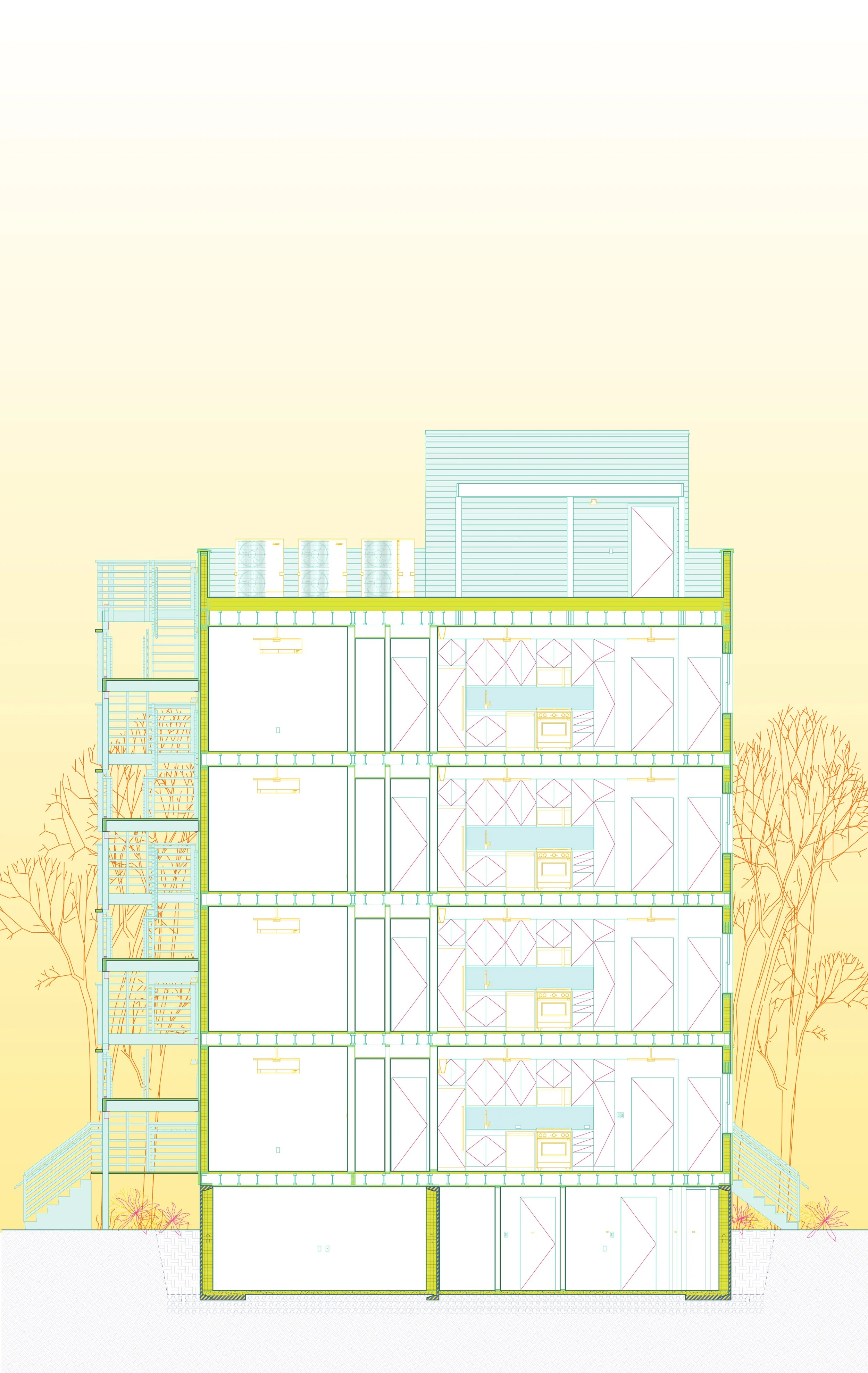Section drawing of Swift Street Residences in Troy NY