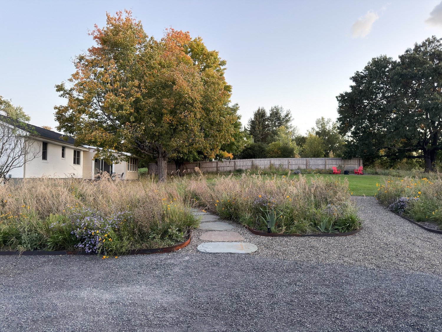 Drumlin House, gravel clearing and planting beds, photograph by tami banh