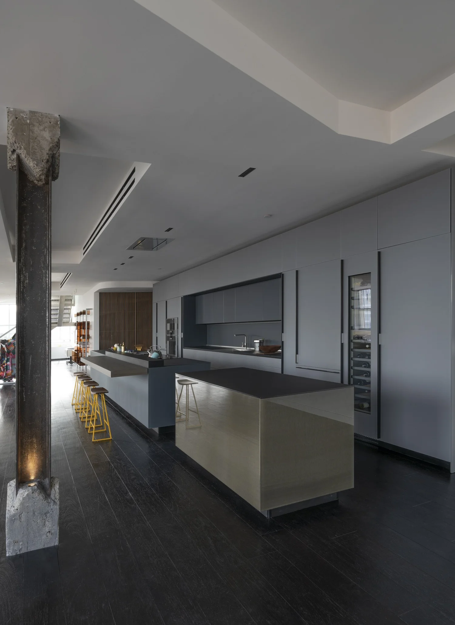 Cooper Square Lighthouse, kitchen island and column