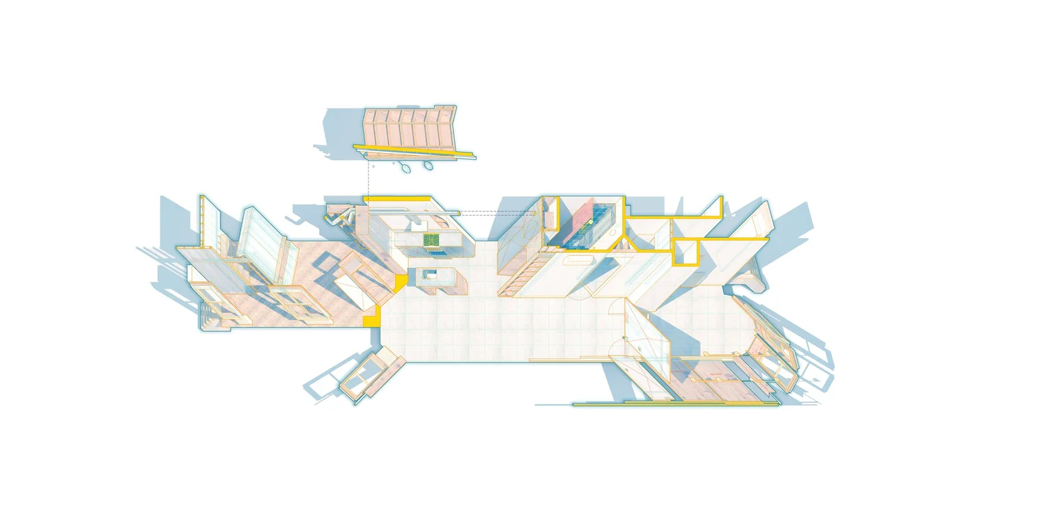 Architectural design study showing interior layouts for a Brooklyn townhouse renovation.