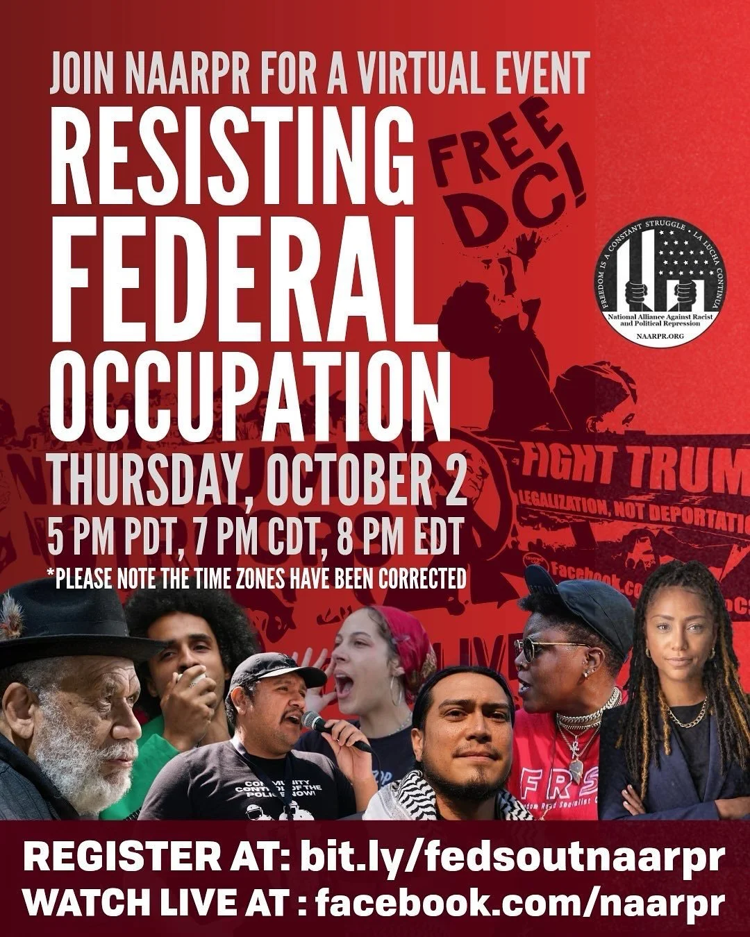 🔔 Special Presentation! Join DCAARPR and our sister chapters in LA, Chicago, New Orleans and Milwaukee for a virtual discussion on Resisting Federal Occupation, live from the frontlines. Learn more about how we can build people power that&rsquo;s st