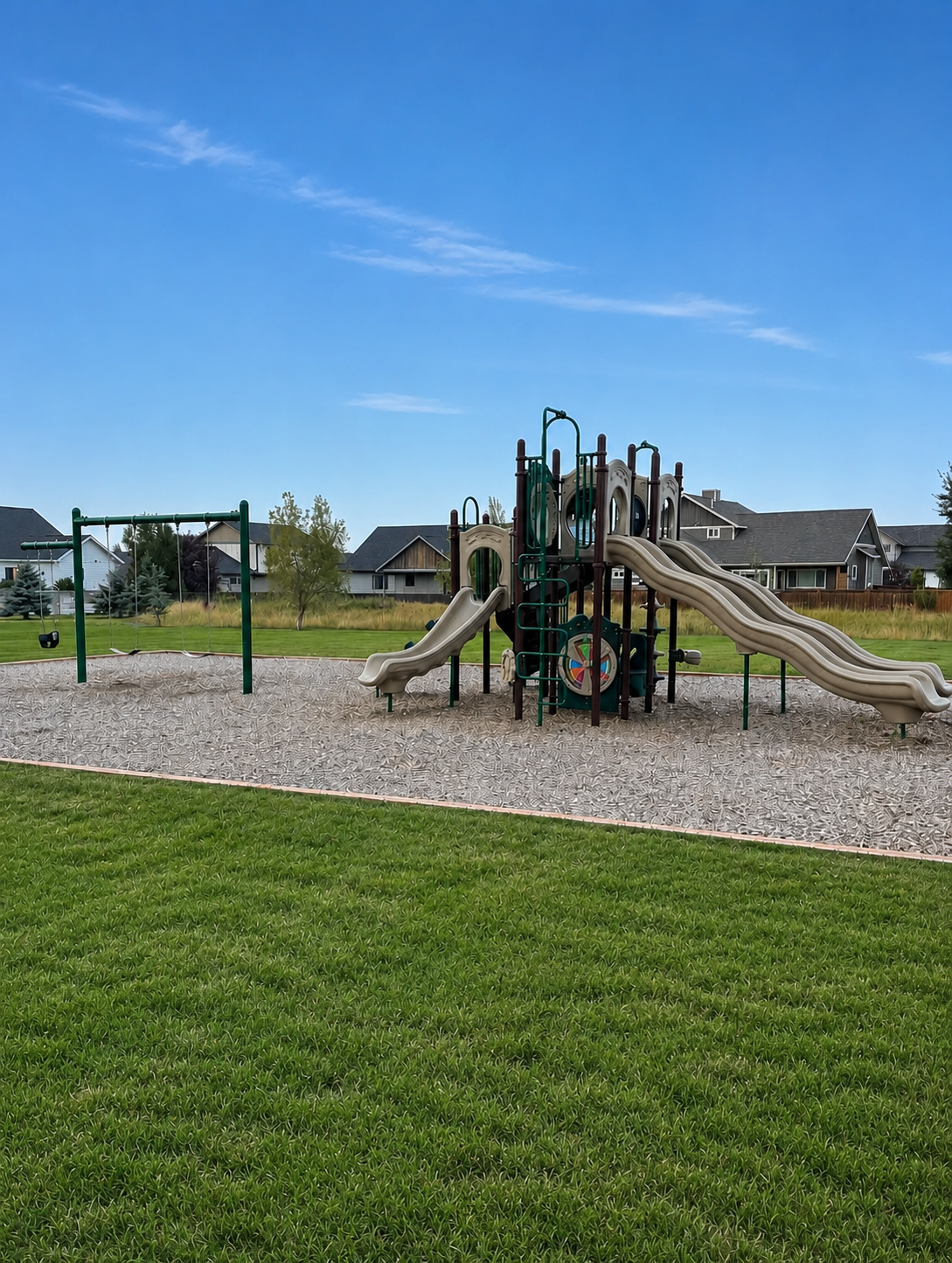 Well-maintained HOA common area in the Gallatin Valley