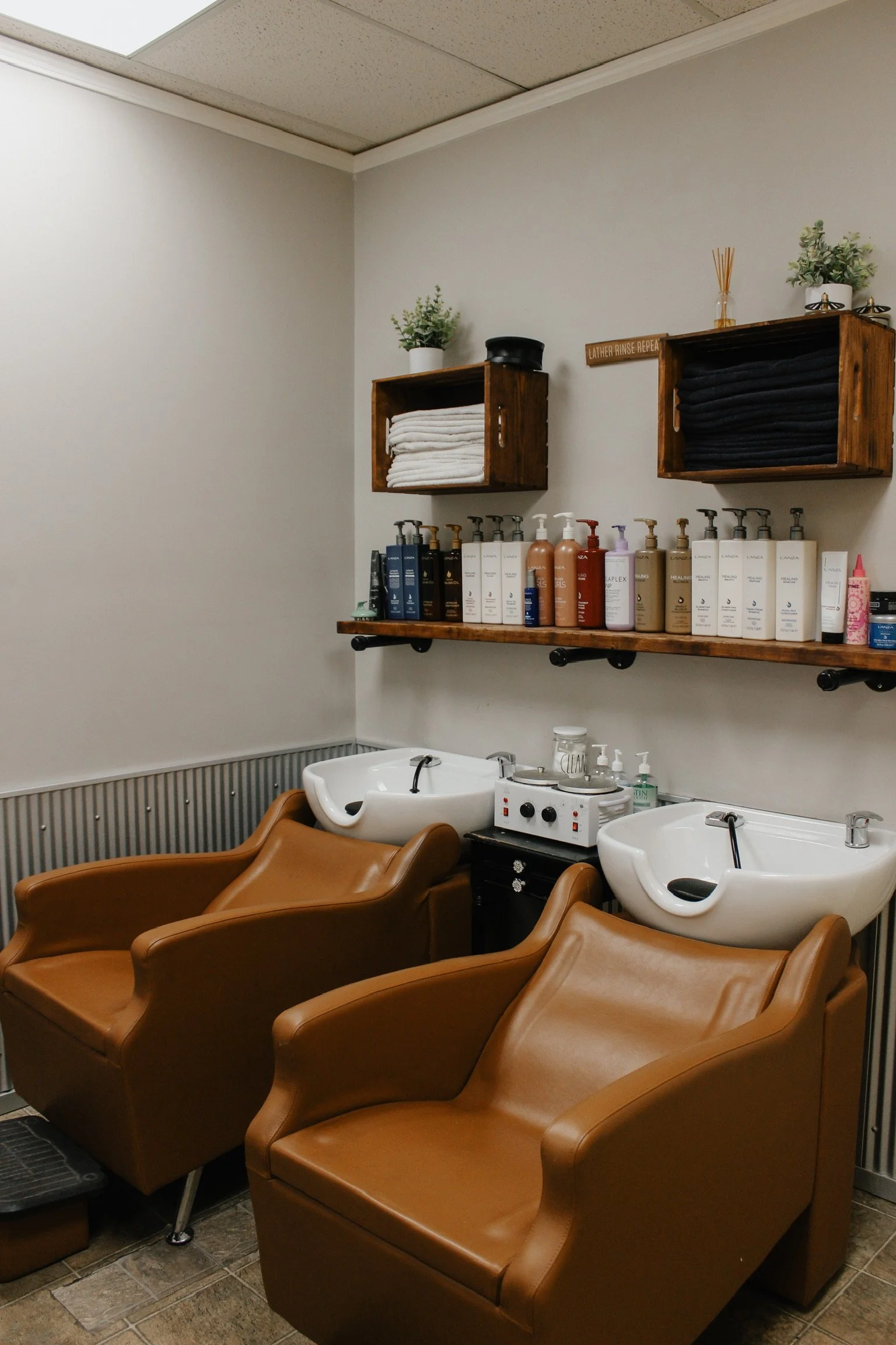 Haircut and color bowls at salon in Bozeman, Montana