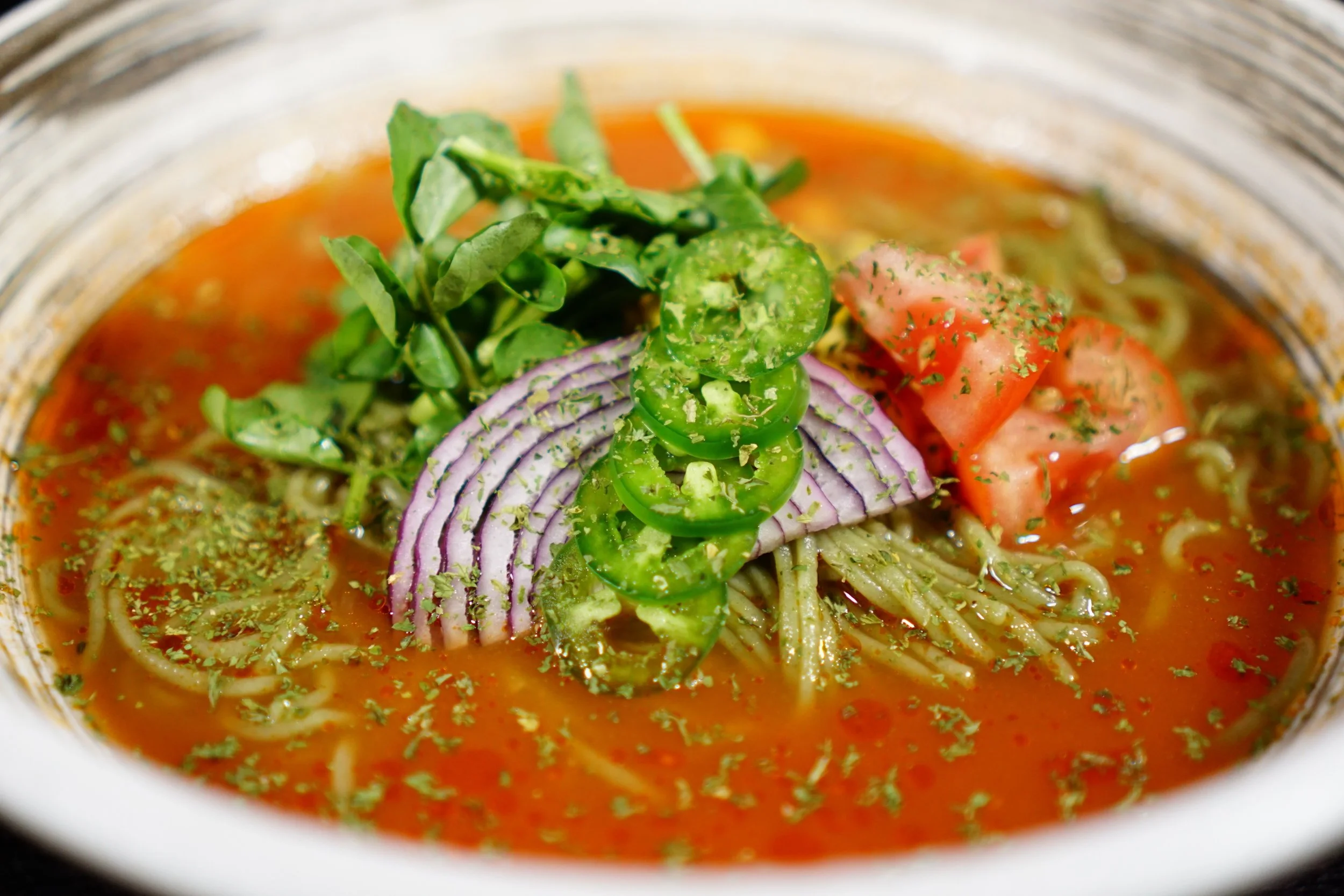 Chillled tomato Ramen, Oroshi Kara-age, Dorayaki