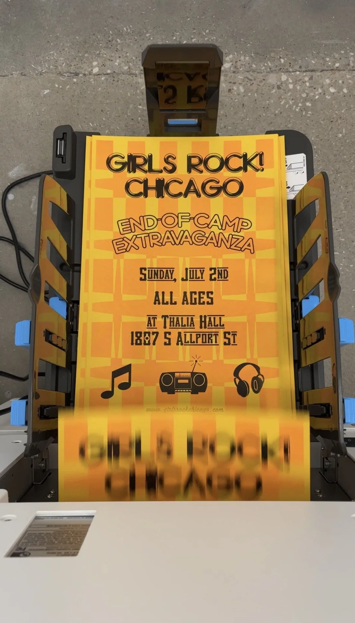 Poster Design + Risograph Printing for Girls Rock! Chicago
