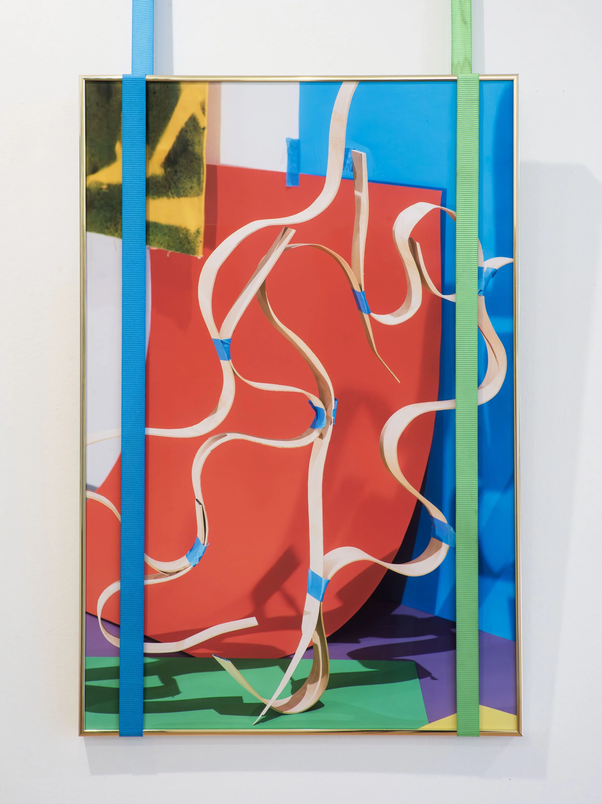 Heat Bent, 2025, Archival pigment print, ratchet straps, boat hooks, 20 x 30 inches, collaboration with Forrest Frederick