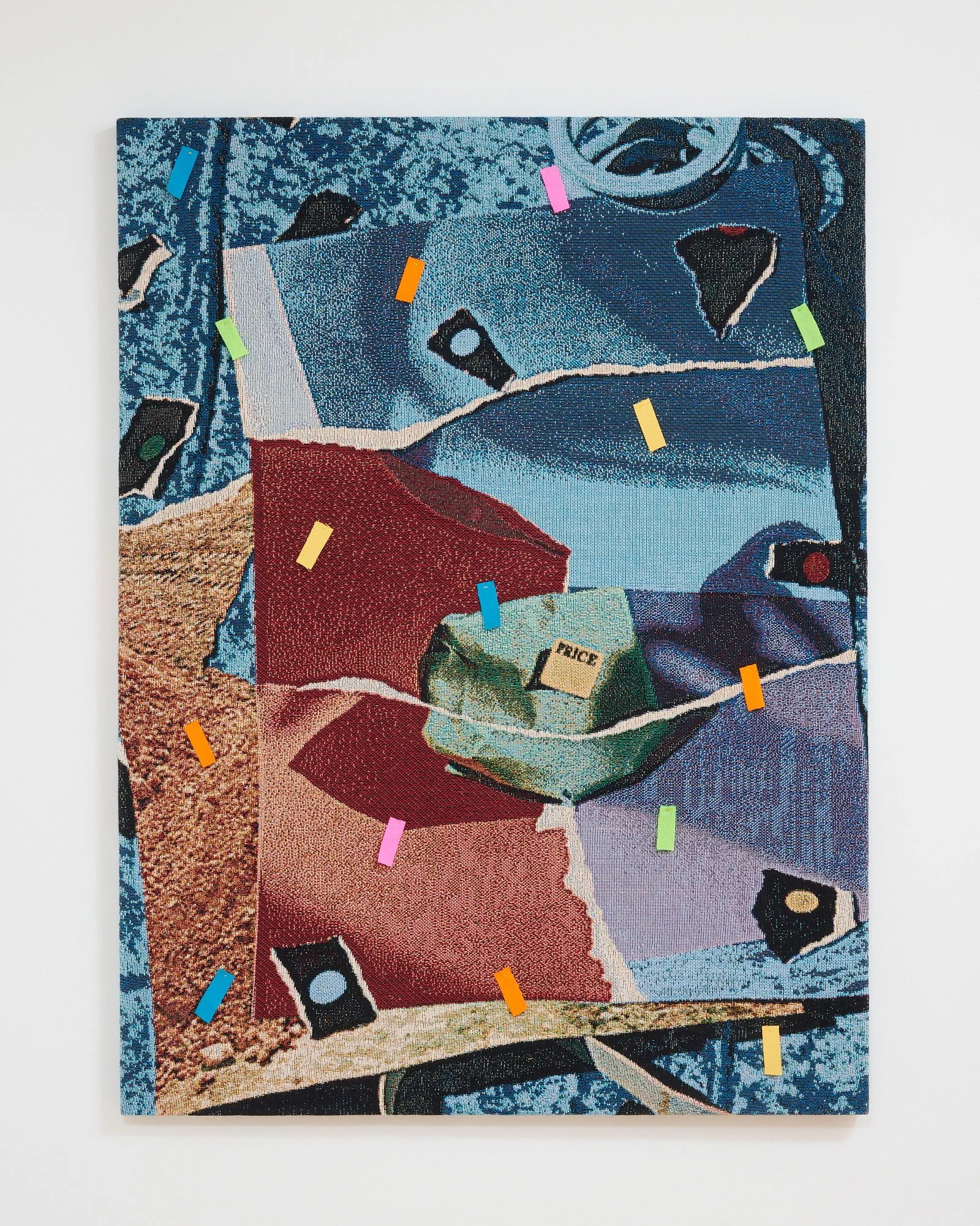 Compress (Confetti), 2025, Jacquard cotton weaving, thread, assorted textiles, 35.5 x 47 inches