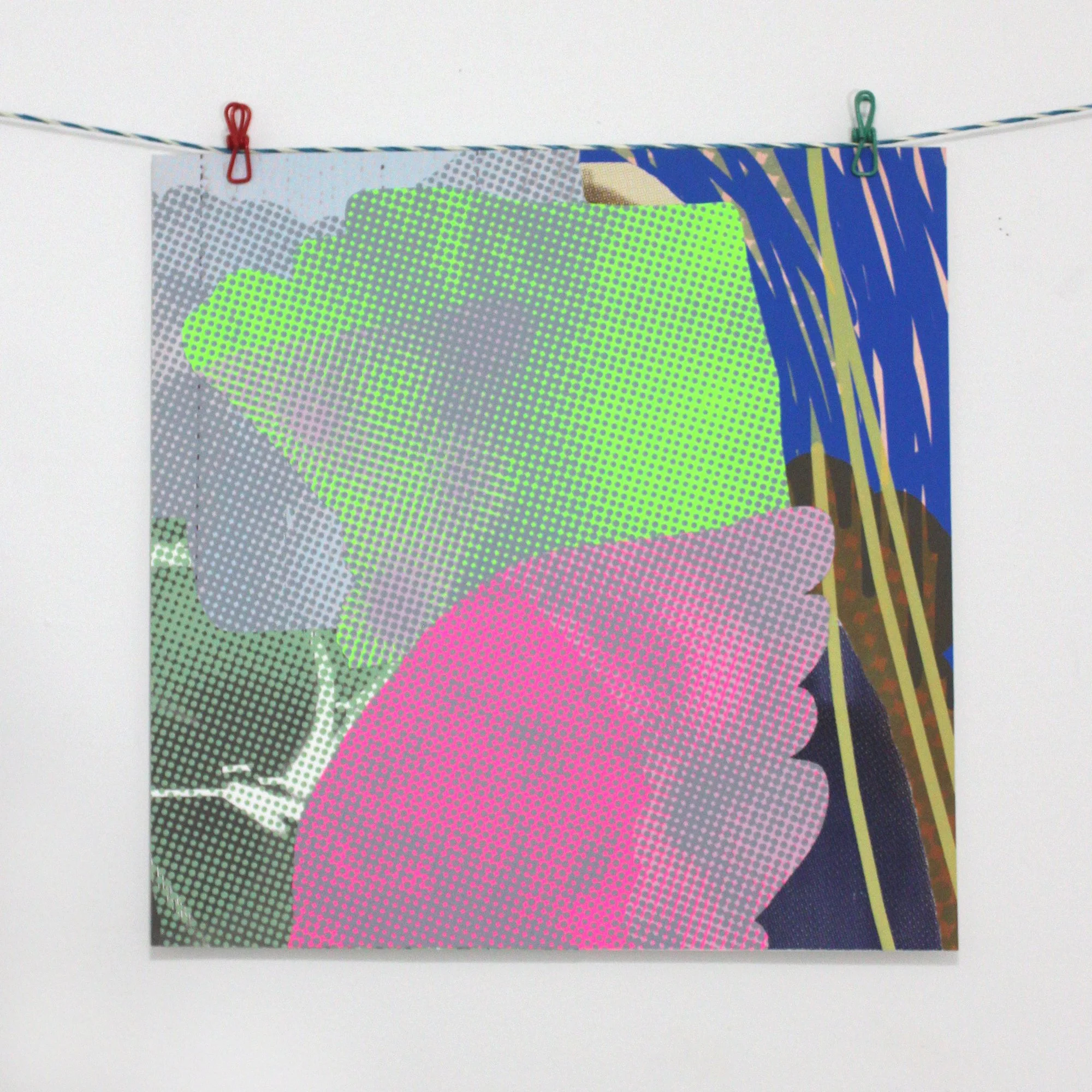 Two Wings, 2021, Paper collage with etching, silkscreen, and digital print, 20.75 x 20.75 inches