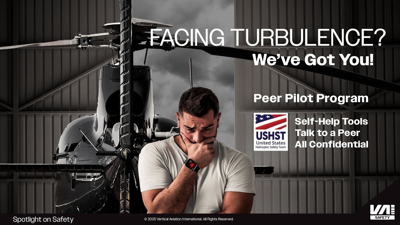 A helicopter pilot promoting a peer pilot program for helicopter safety.
