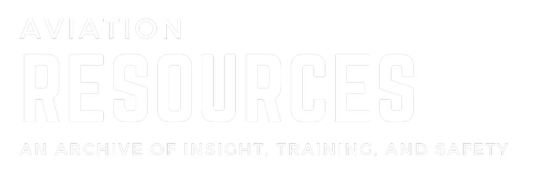 Black background with white text reading 'Aviation Resources: An archive of insight, training, and safety'