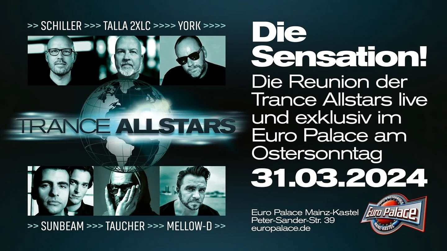 I am so excited! The Reunion of the legendary #TranceAllstars! March 31st 2024 at @europalace in Mainz/Wiesbaden - Get your tickets now. Follow Linktree in Bio.

#schiller #trance #dj #voyage #thejourneycontinues #schillermusic