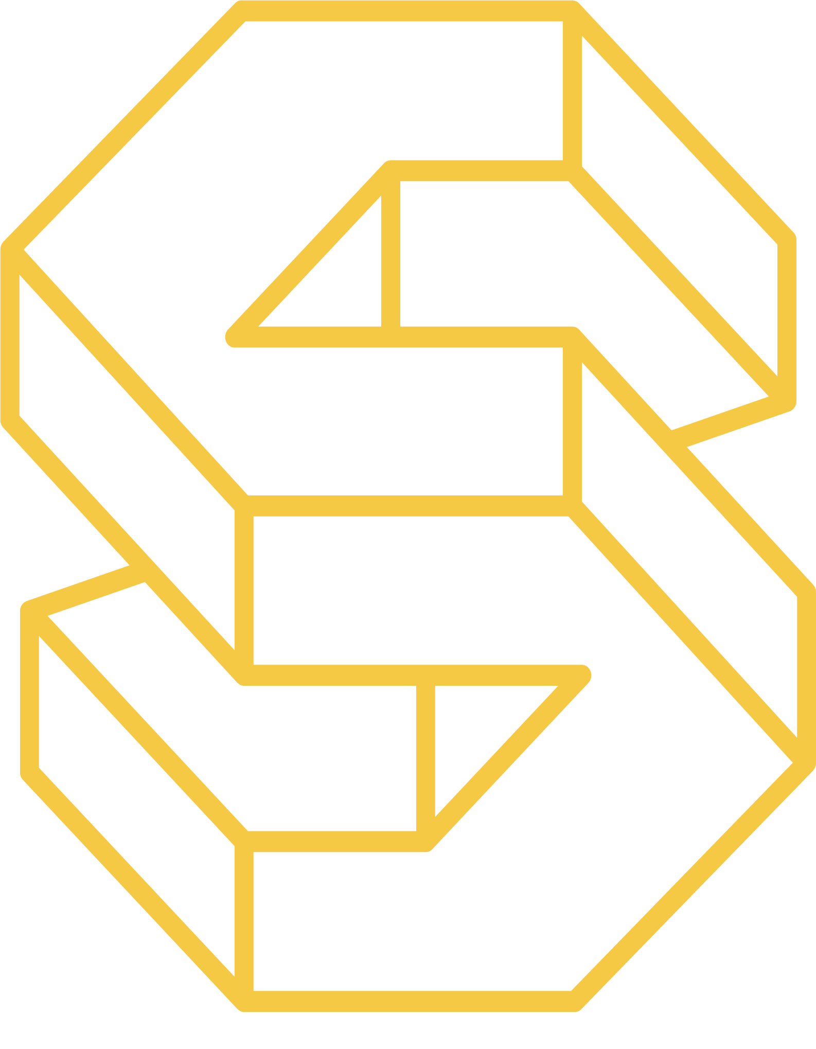 A stylized, geometric outline of the number 3 in gold color with a three-dimensional appearance.